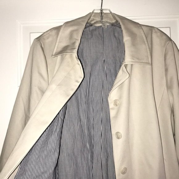 Garnet Hill Khaki Pinstripe Lining Fall 🍂 🍁 Trench Coat - Picture 4 of 7